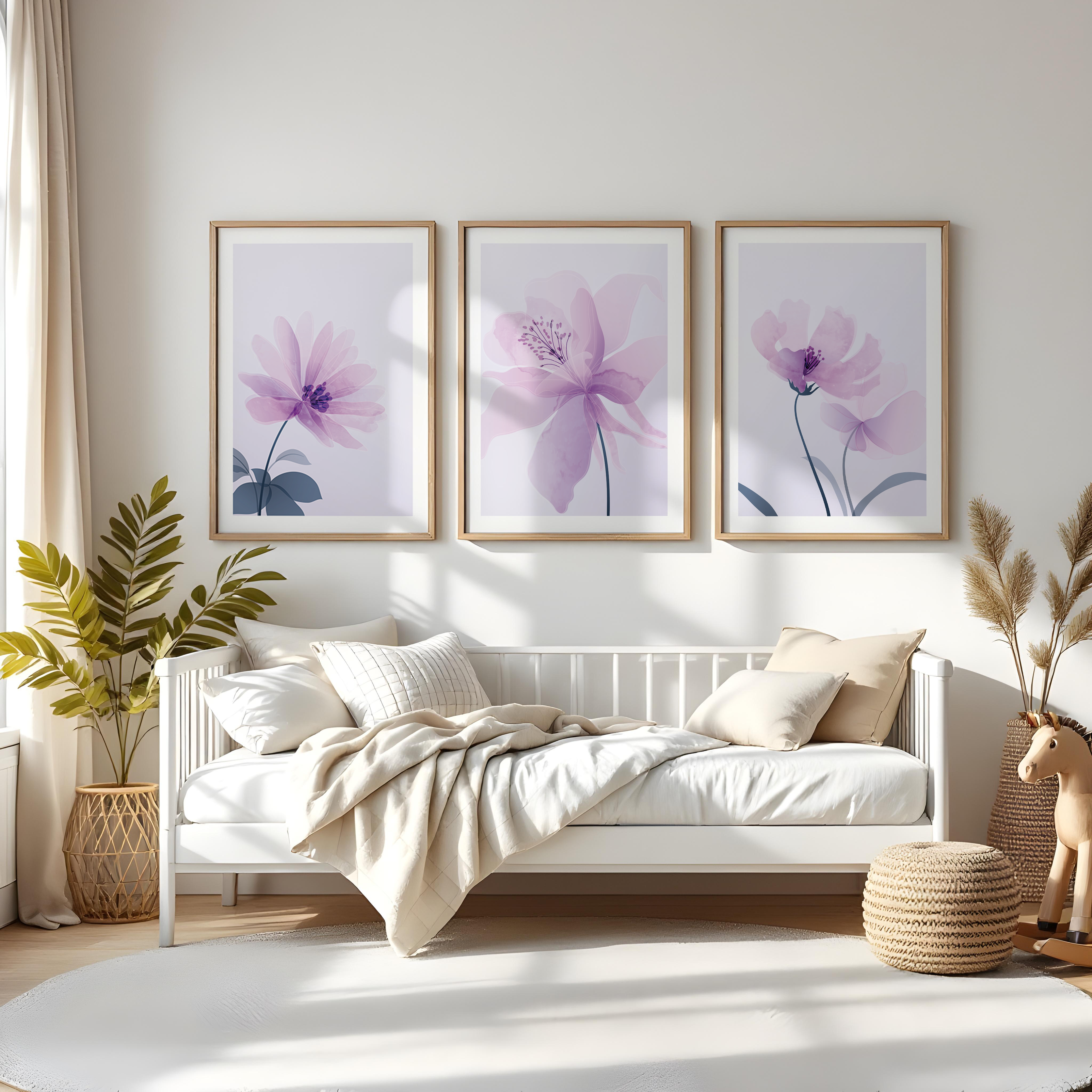 LILAC FLORAL WALL ART SET – SOFT PURPLE BOTANICAL PRINTS