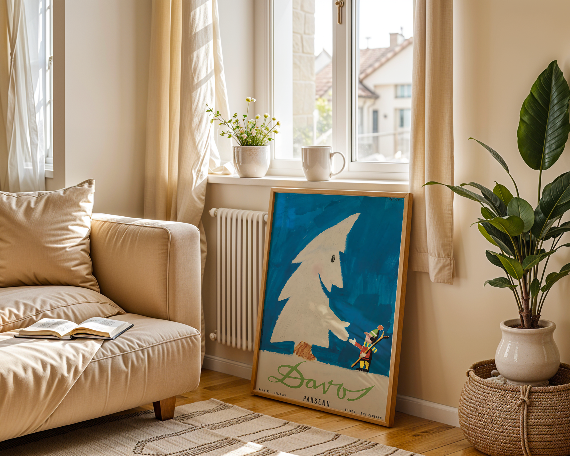 DAVOS PARSENN VINTAGE SKI POSTER – SWISS ALPS WINTER TRAVEL WALL ART