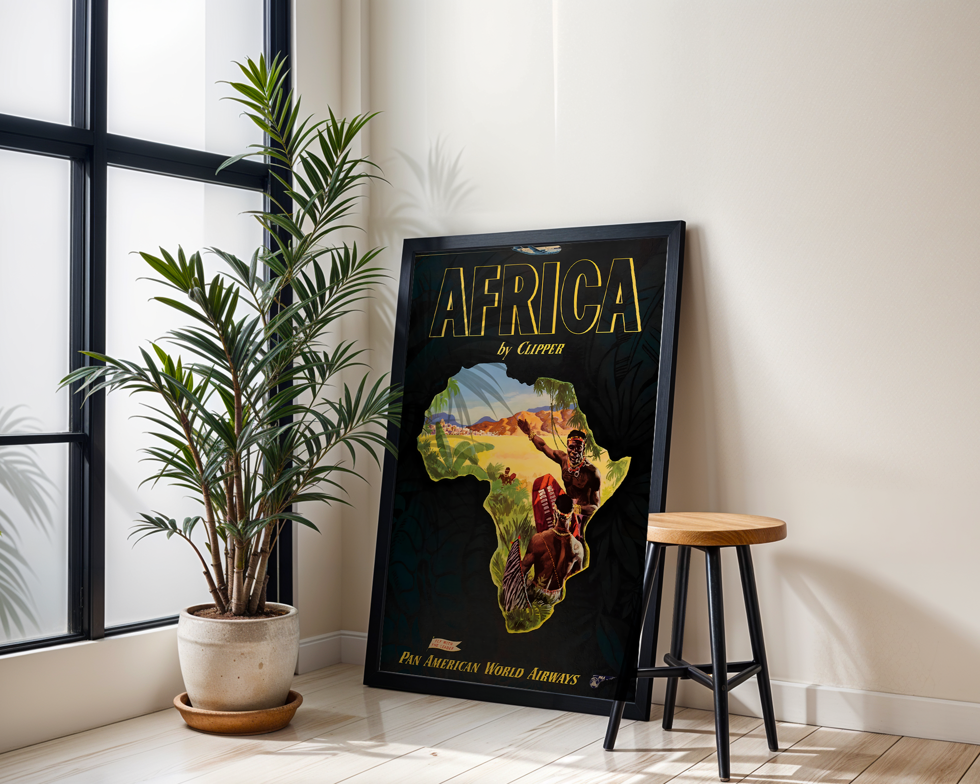 AFRICA TRAVEL POSTER – PAN AM CLIPPER VINTAGE AIRLINE WALL ART