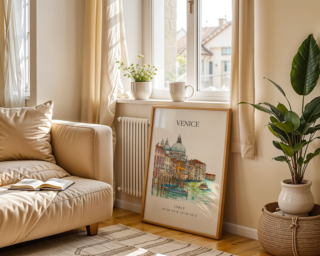 VENICE TRAVEL POSTER – GRAND CANAL WATERCOLOR WALL ART