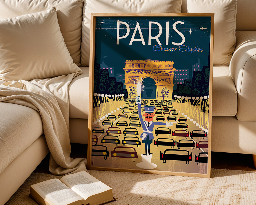 PARIS CHAMPS-ÉLYSÉES VINTAGE TRAVEL POSTER – ARC DE TRIOMPHE