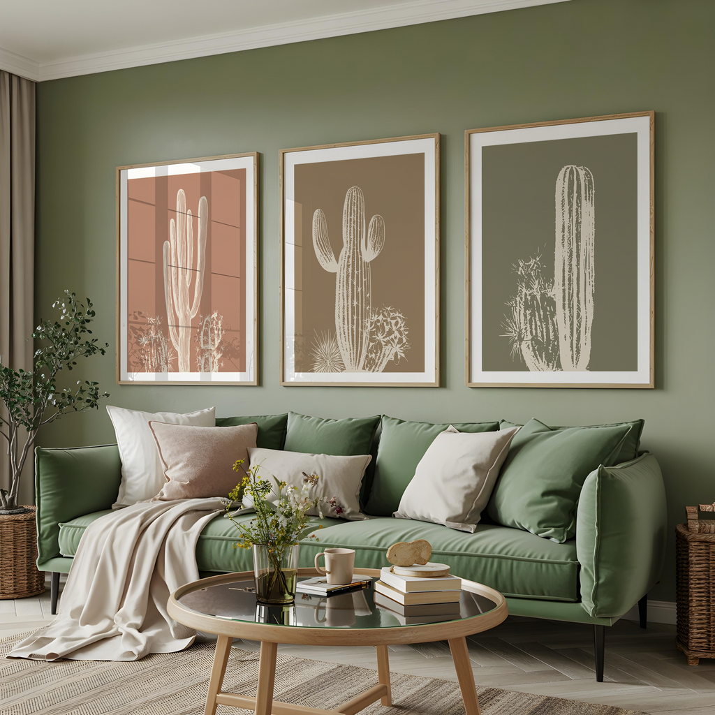 DESERT CACTUS WALL ART SET – BOHO SOUTHWESTERN NEUTRAL PRINTS