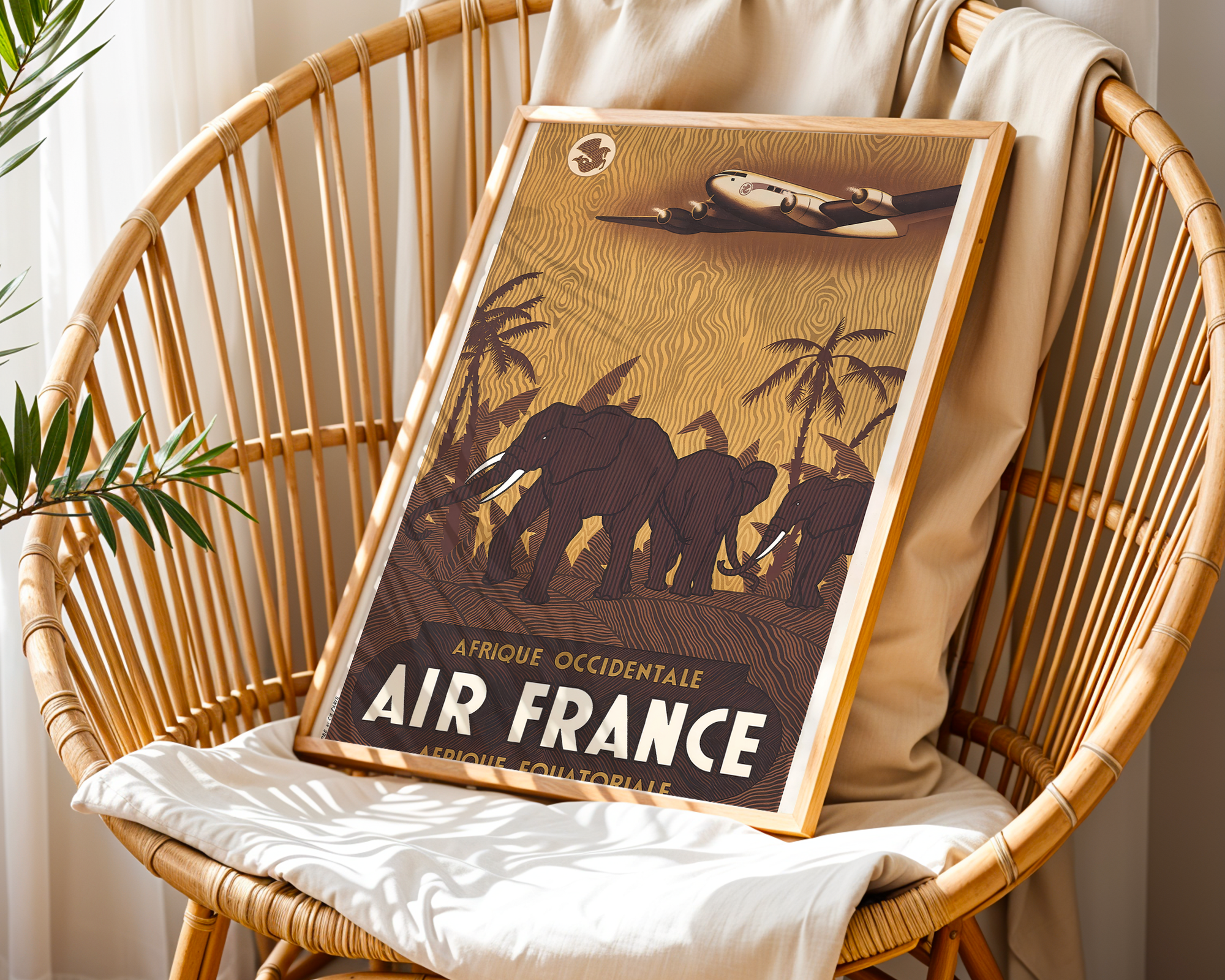 AFRICA TRAVEL POSTER – AIR FRANCE VINTAGE AIRLINE WALL ART