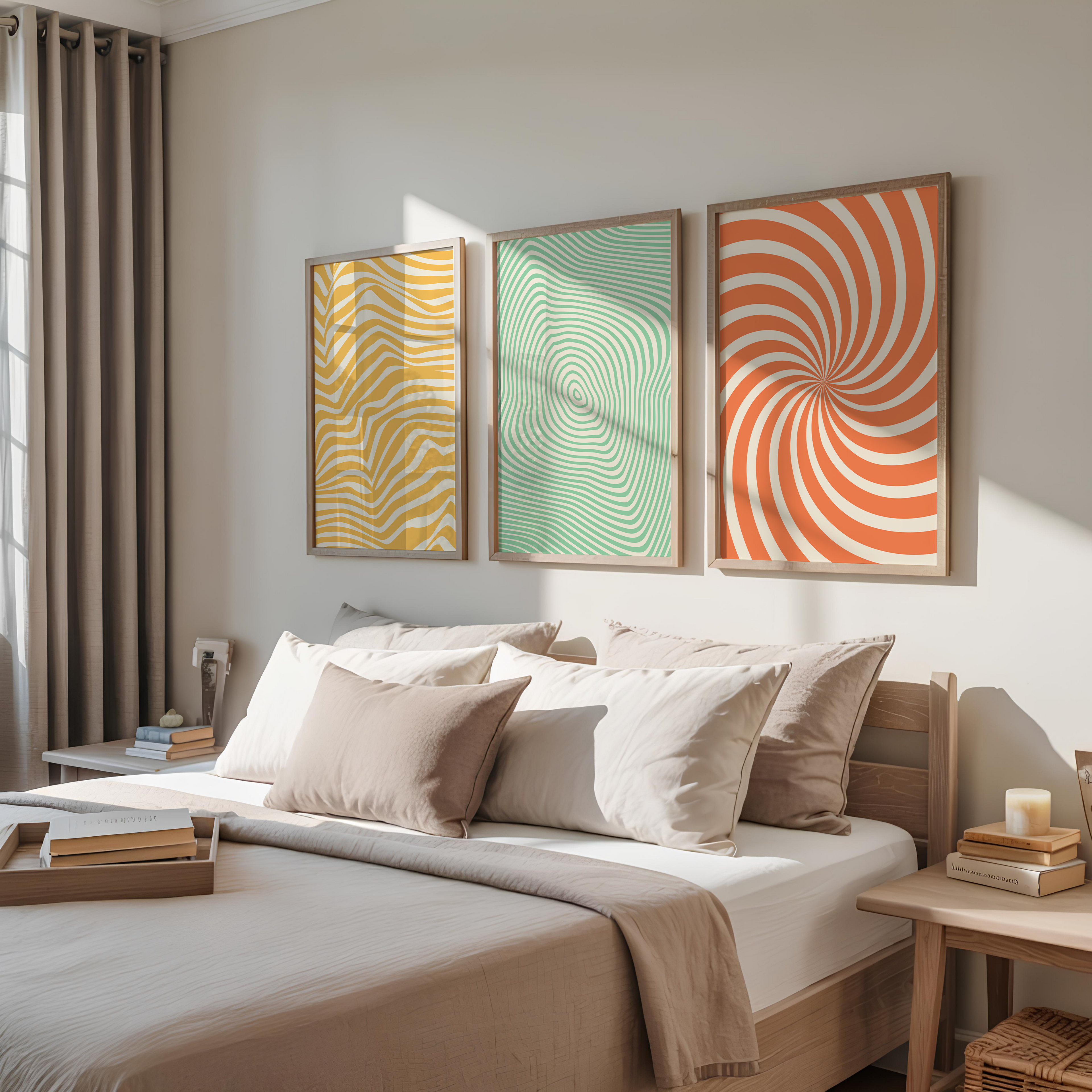 RETRO OP ART ABSTRACT WALL ART SET – MID-CENTURY MODERN
