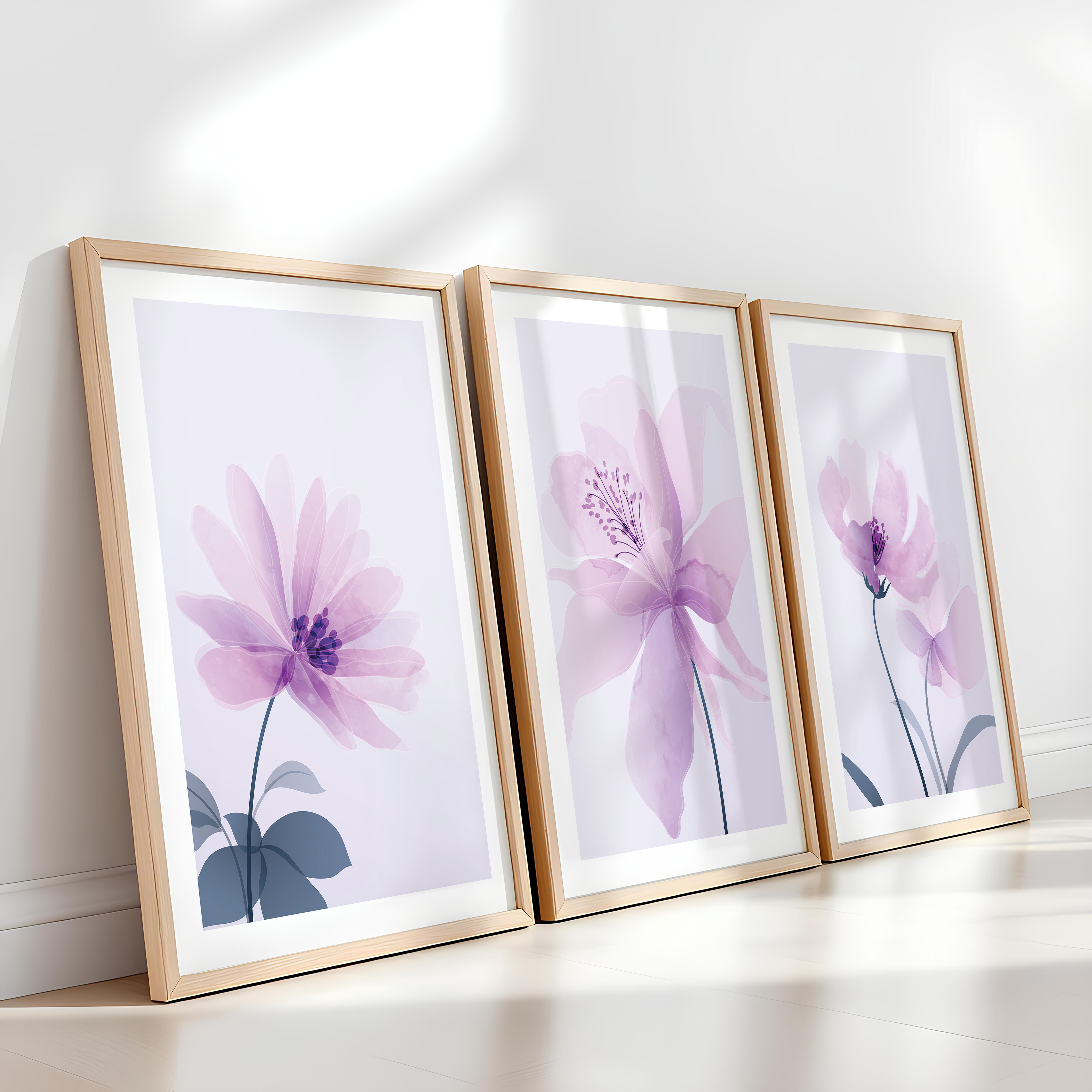LILAC FLORAL WALL ART SET – SOFT PURPLE BOTANICAL PRINTS