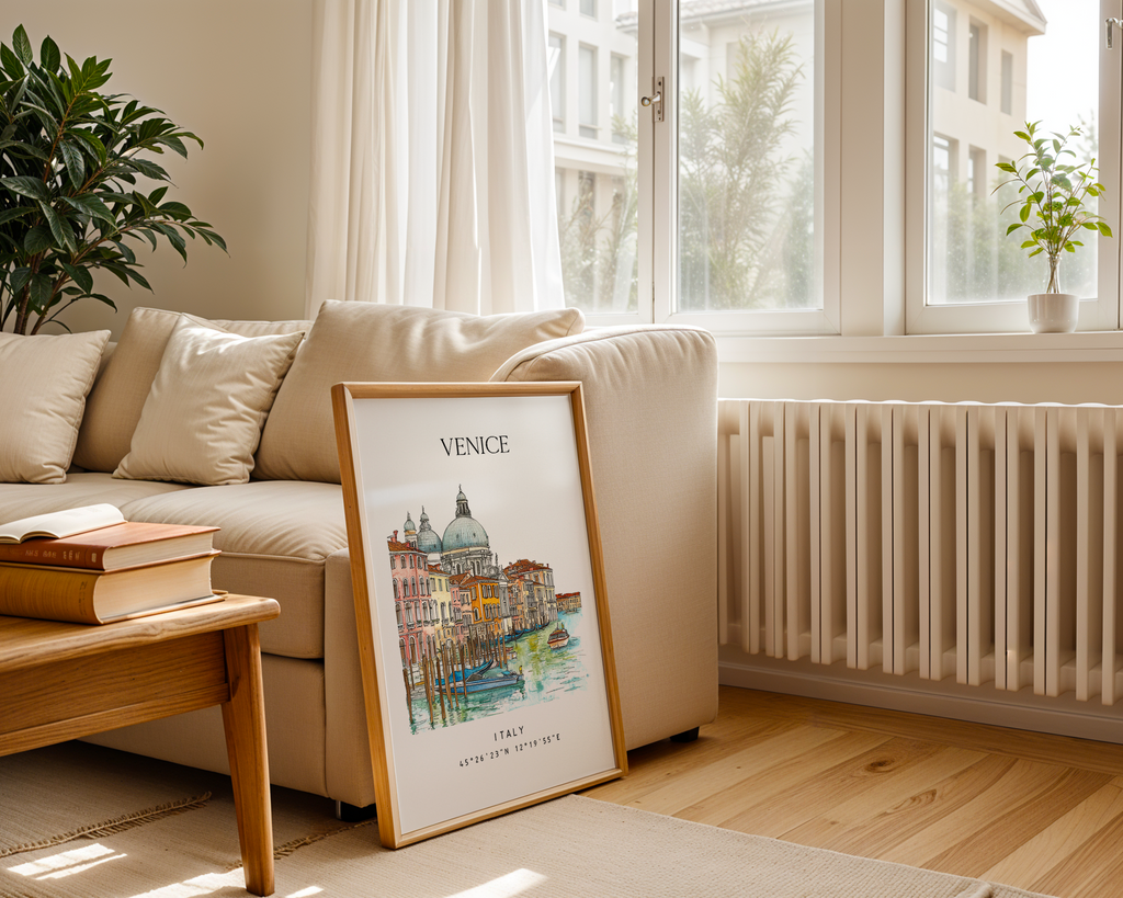 VENICE TRAVEL POSTER – GRAND CANAL WATERCOLOR WALL ART