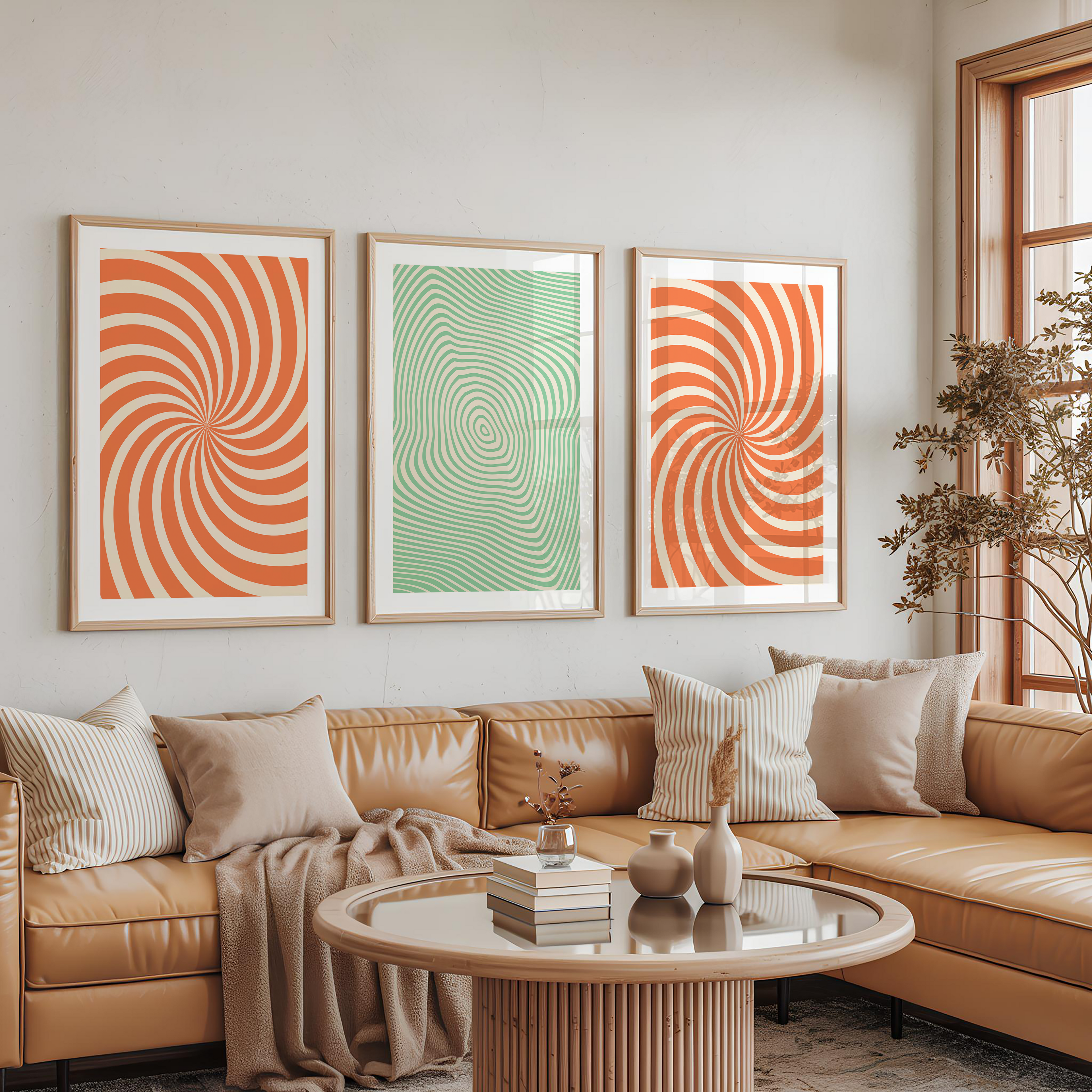 RETRO OP ART ABSTRACT WALL ART SET – MID-CENTURY MODERN