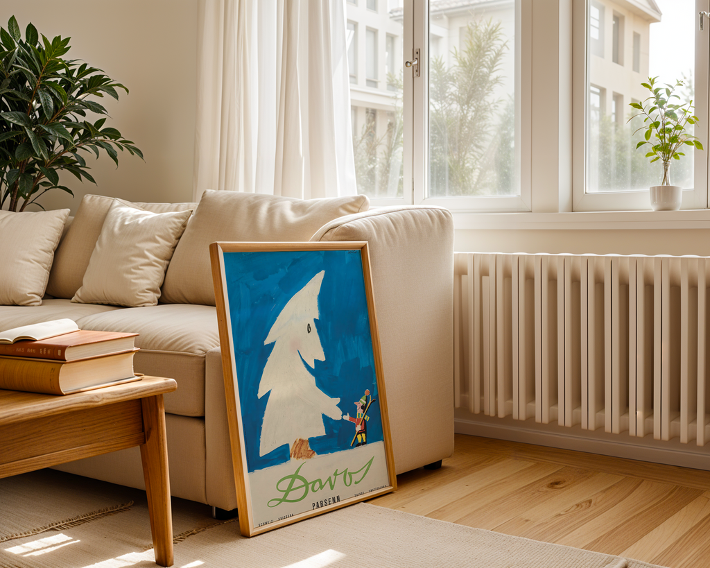 DAVOS PARSENN VINTAGE SKI POSTER – SWISS ALPS WINTER TRAVEL WALL ART