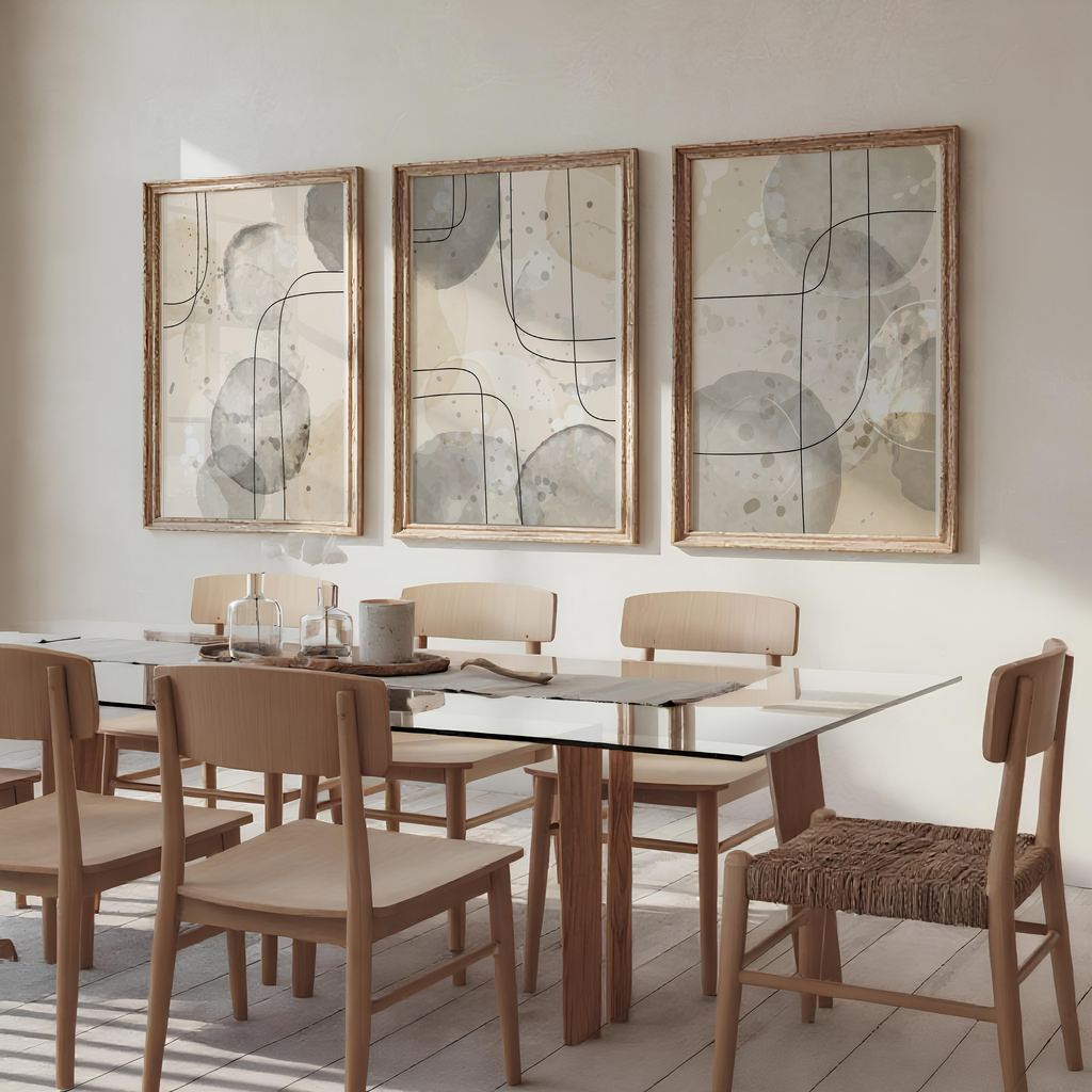 NEUTRAL ABSTRACT WALL ART SET – BEIGE & GREY MINIMALIST MODERN