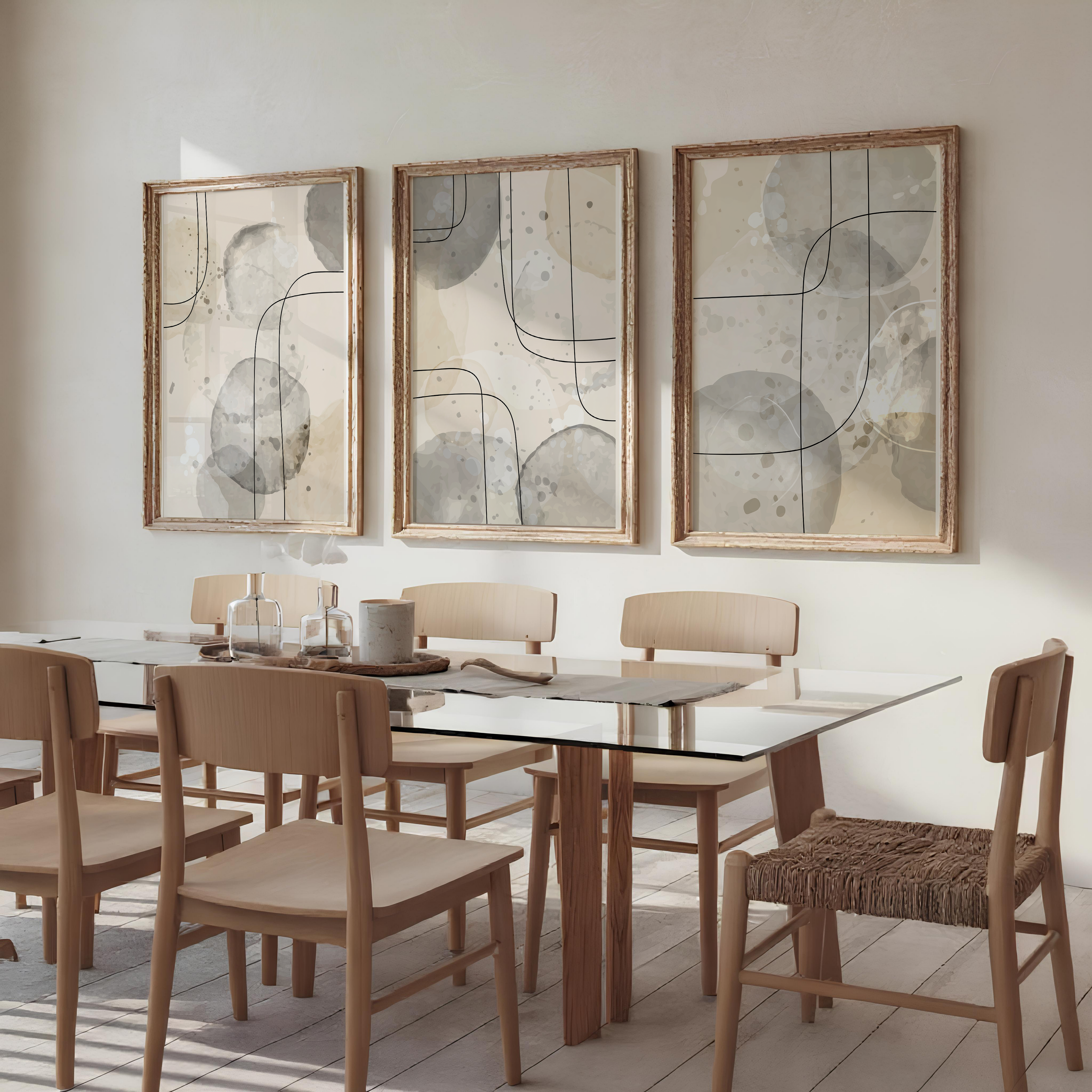 NEUTRAL ABSTRACT WALL ART SET – BEIGE & GREY MINIMALIST MODERN