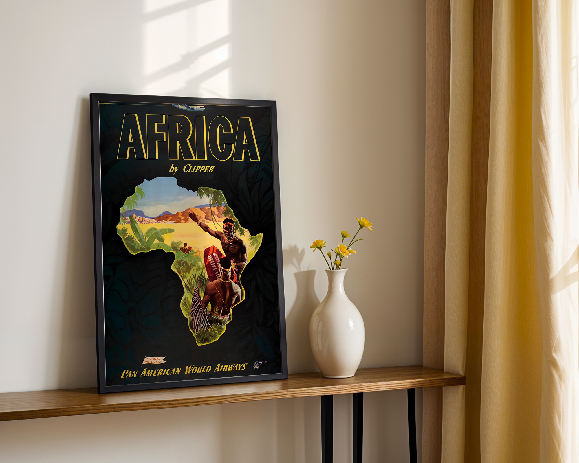 AFRICA TRAVEL POSTER – PAN AM CLIPPER VINTAGE AIRLINE WALL ART