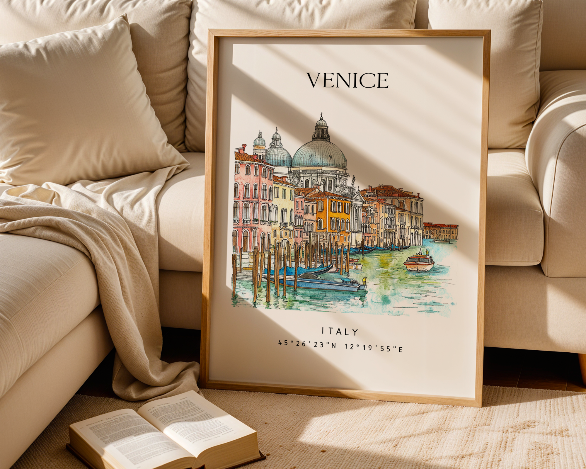 VENICE TRAVEL POSTER – GRAND CANAL WATERCOLOR WALL ART