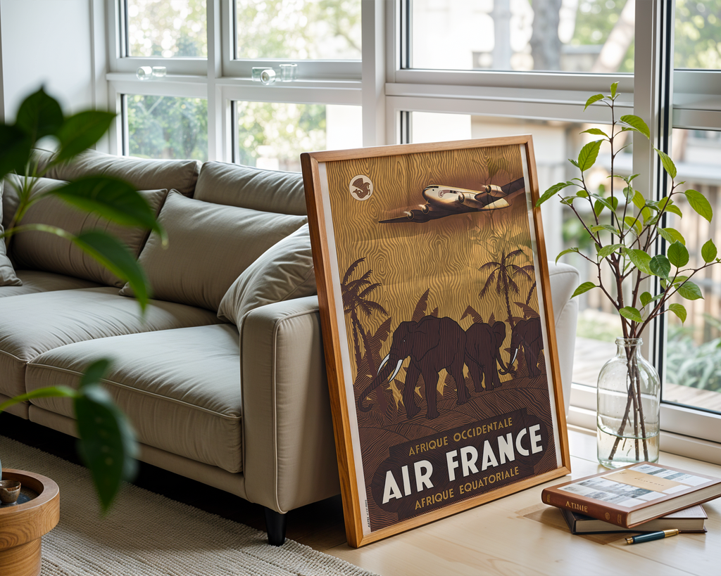 AFRICA TRAVEL POSTER – AIR FRANCE VINTAGE AIRLINE WALL ART