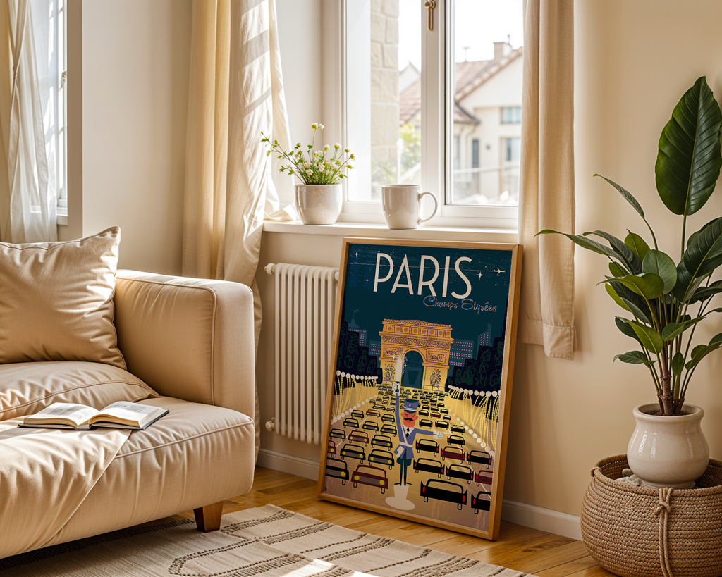 PARIS CHAMPS-ÉLYSÉES VINTAGE TRAVEL POSTER – ARC DE TRIOMPHE