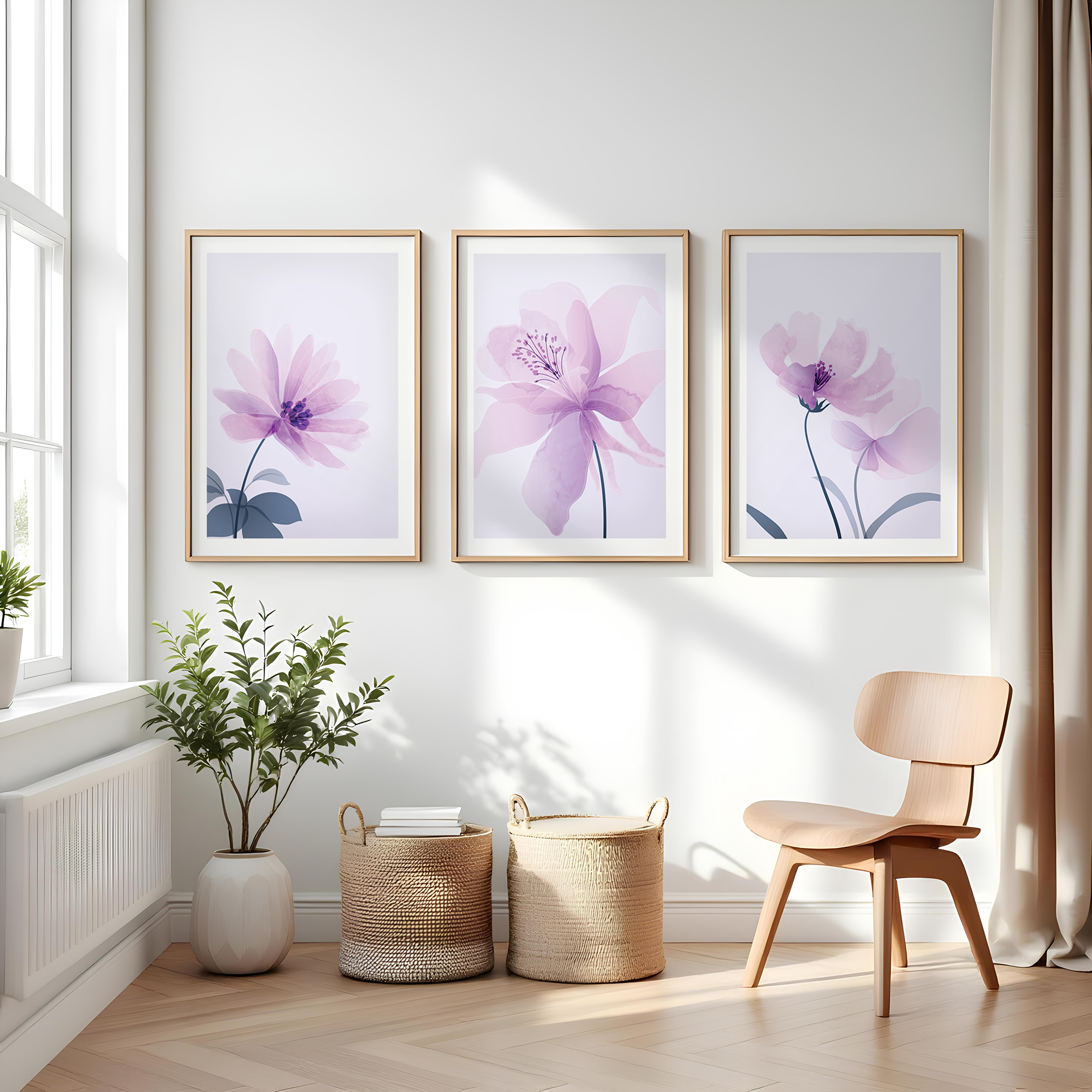 LILAC FLORAL WALL ART SET – SOFT PURPLE BOTANICAL PRINTS