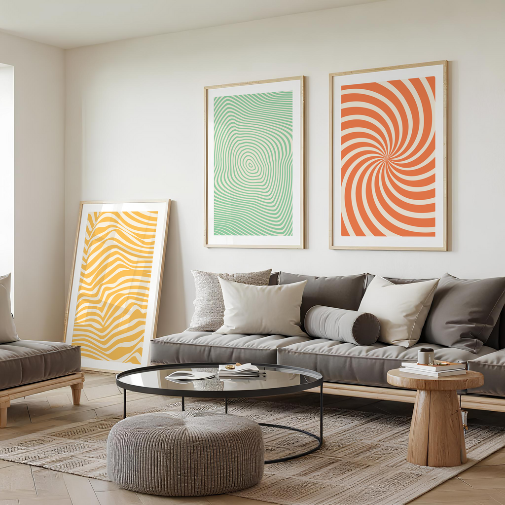 RETRO OP ART ABSTRACT WALL ART SET – MID-CENTURY MODERN