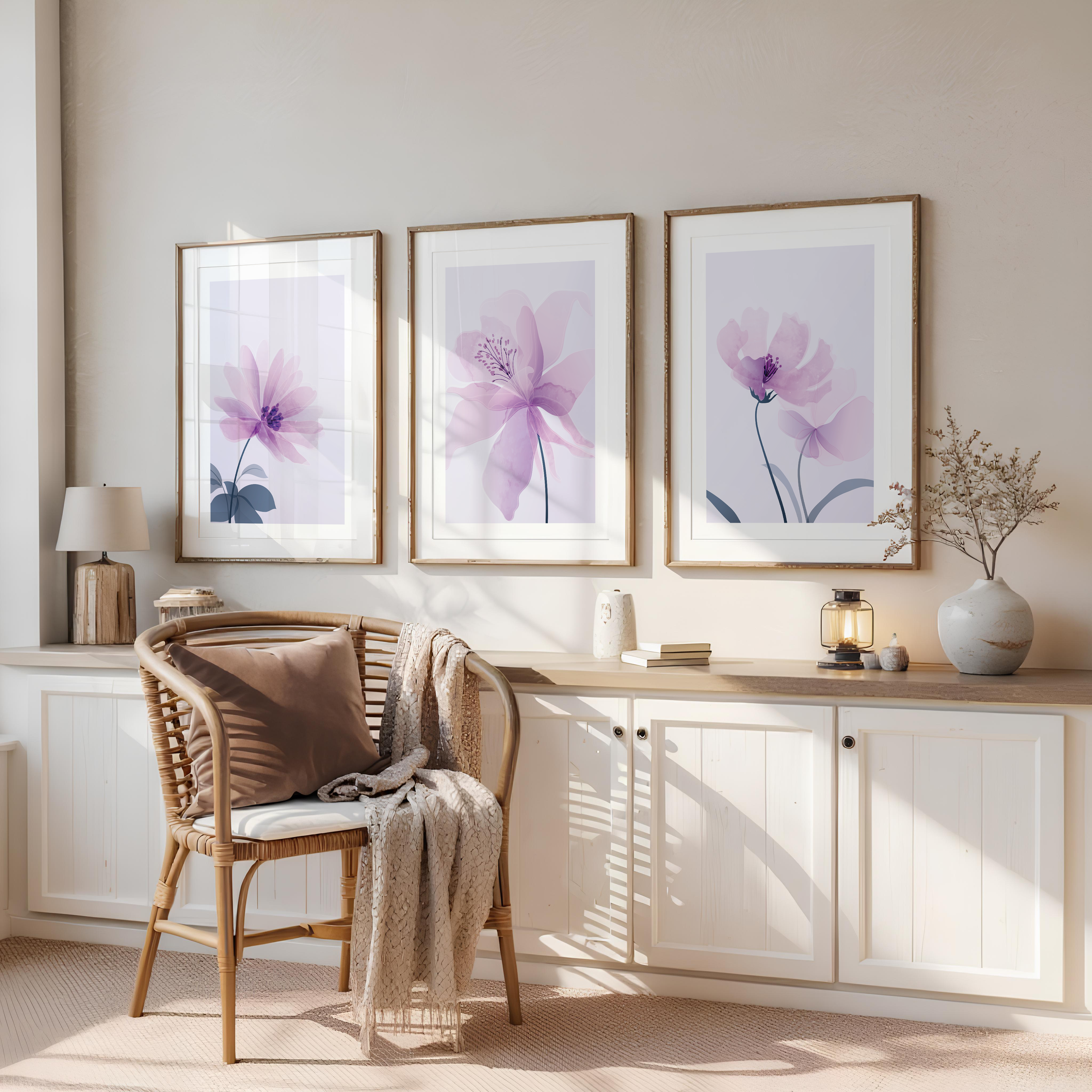 LILAC FLORAL WALL ART SET – SOFT PURPLE BOTANICAL PRINTS