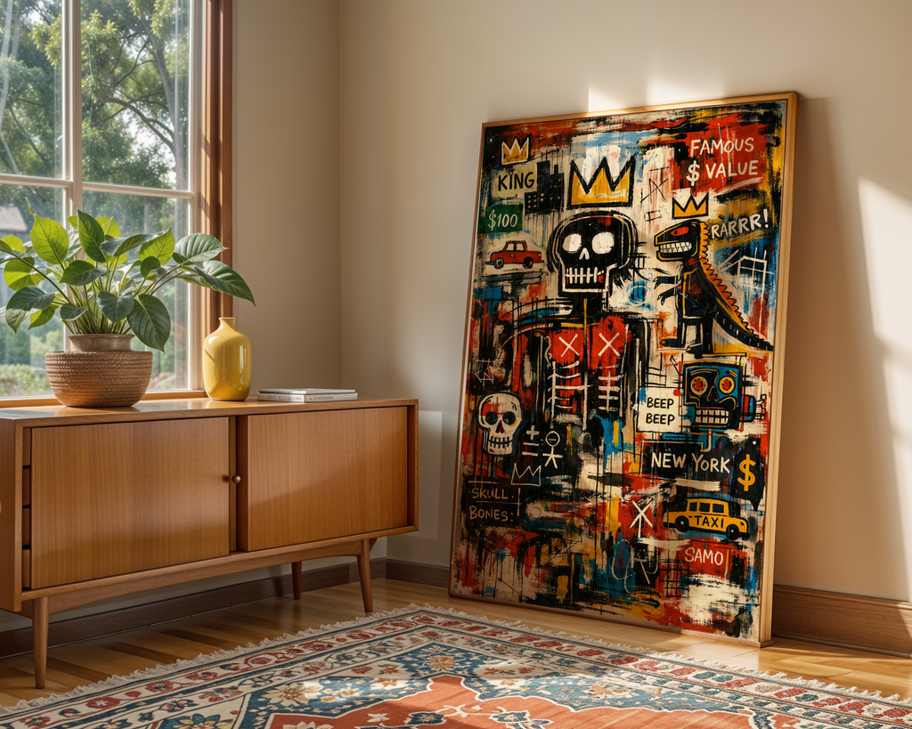 Basquiat Inspired Skull King – New York Street Art Print