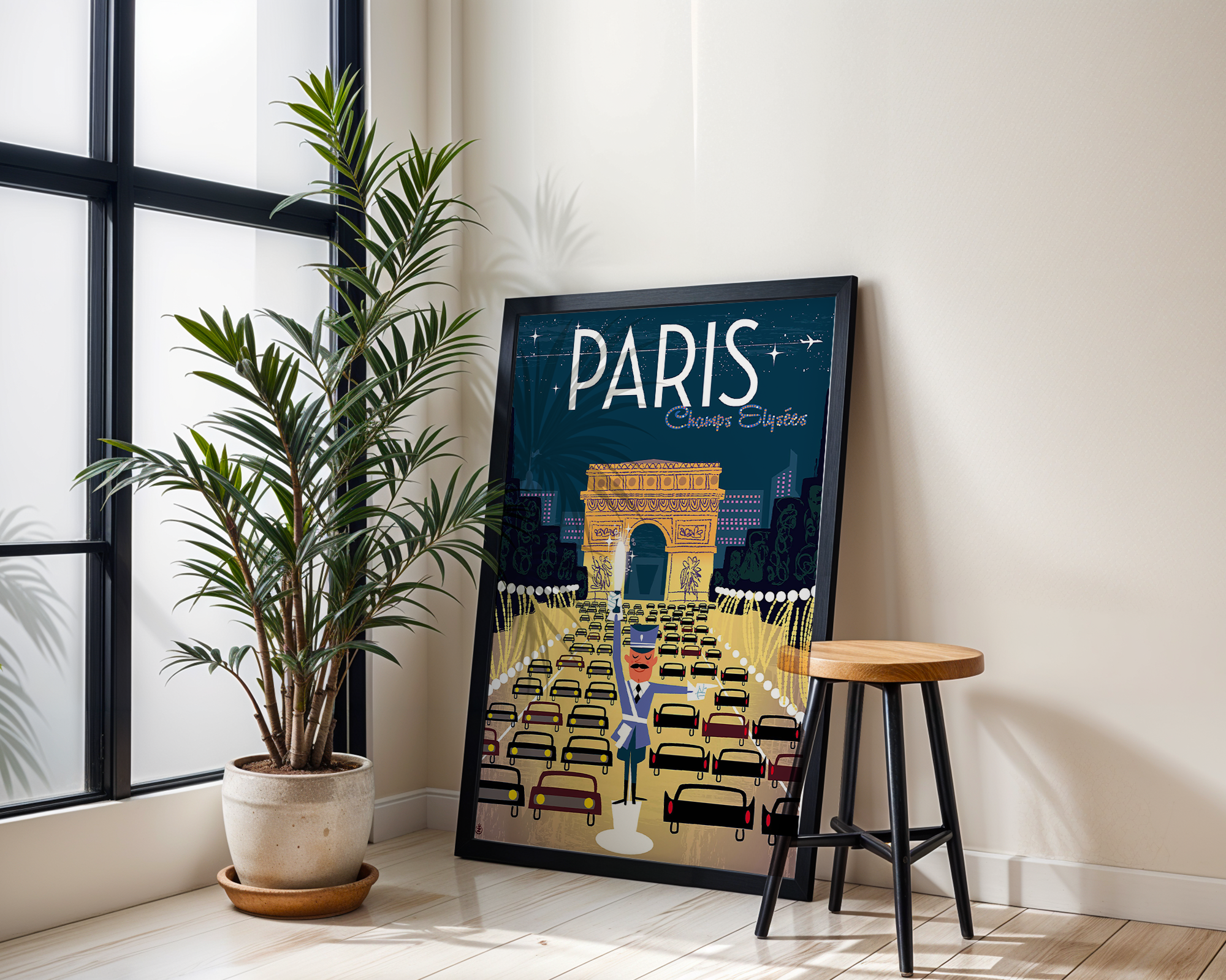 PARIS CHAMPS-ÉLYSÉES VINTAGE TRAVEL POSTER – ARC DE TRIOMPHE