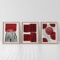 RED & BLACK ABSTRACT WALL ART SET – MODERN GEOMETRIC MINIMALIST