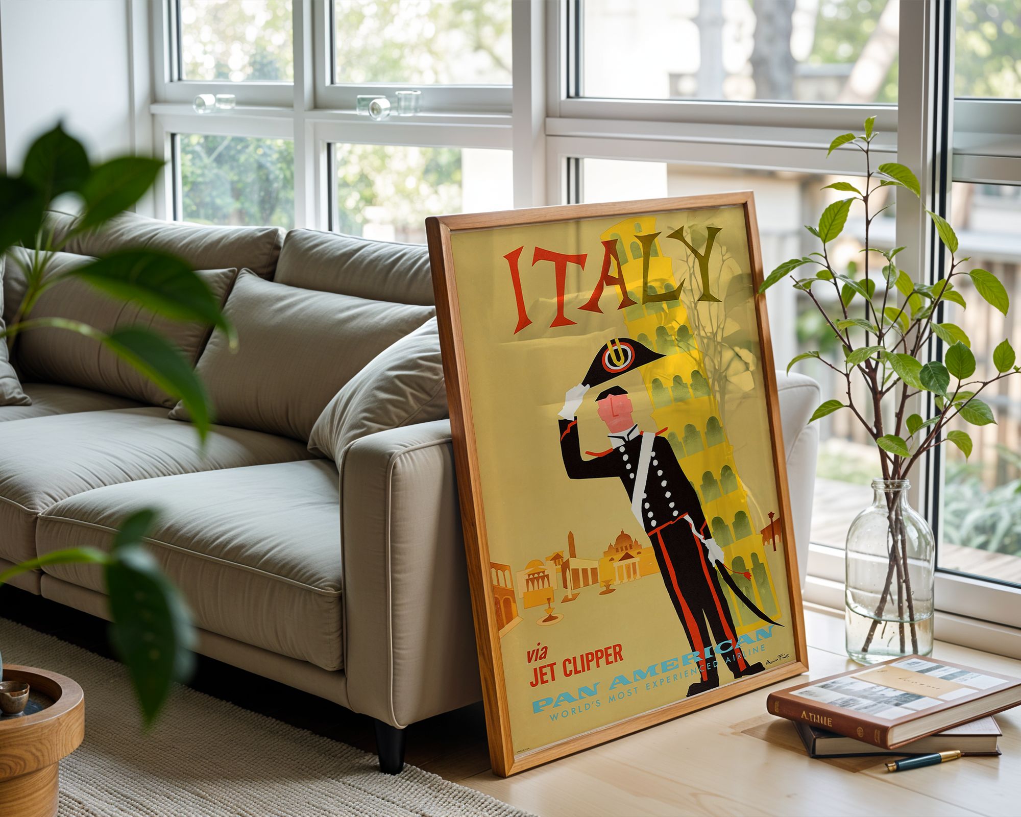 ITALY TRAVEL POSTER – PAN AM JET CLIPPER VINTAGE WALL ART