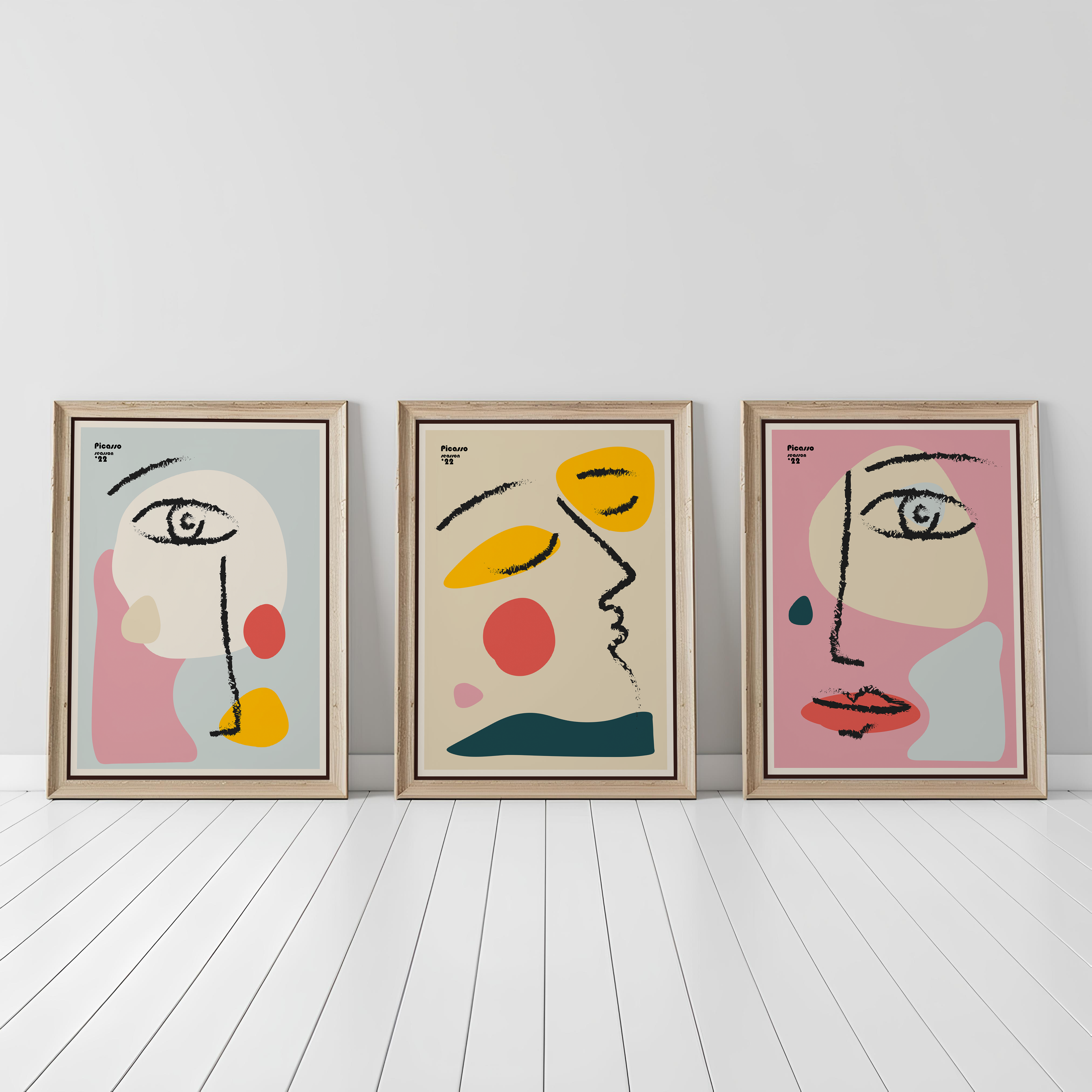 ABSTRACT LINE FACE WALL ART SET – MODERN PICASSO INSPIRED
