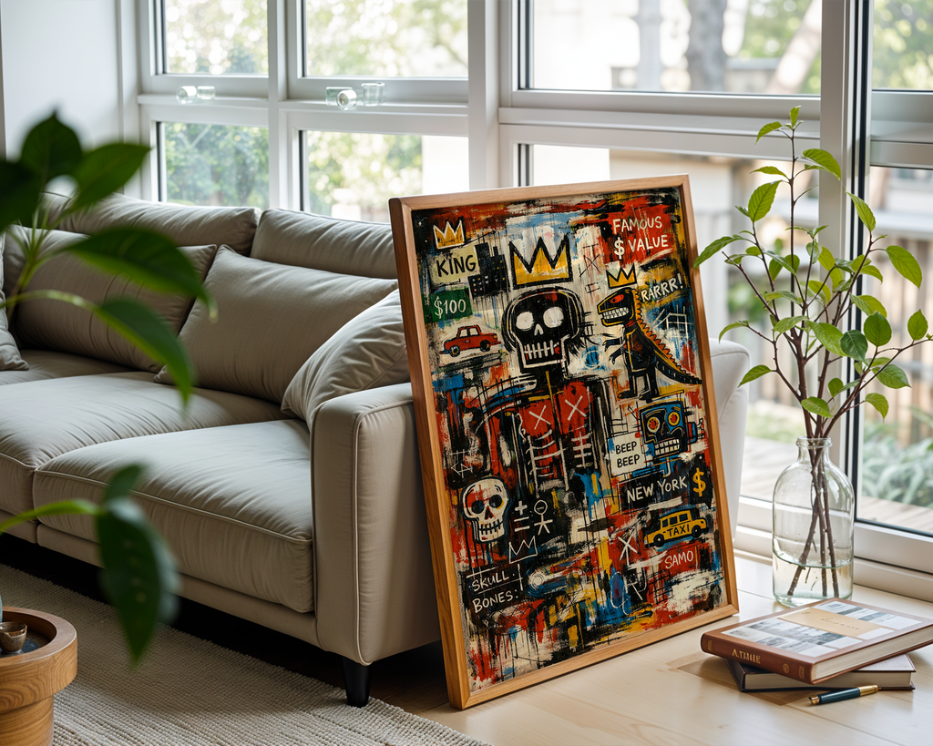 Basquiat Inspired Skull King – New York Street Art Print