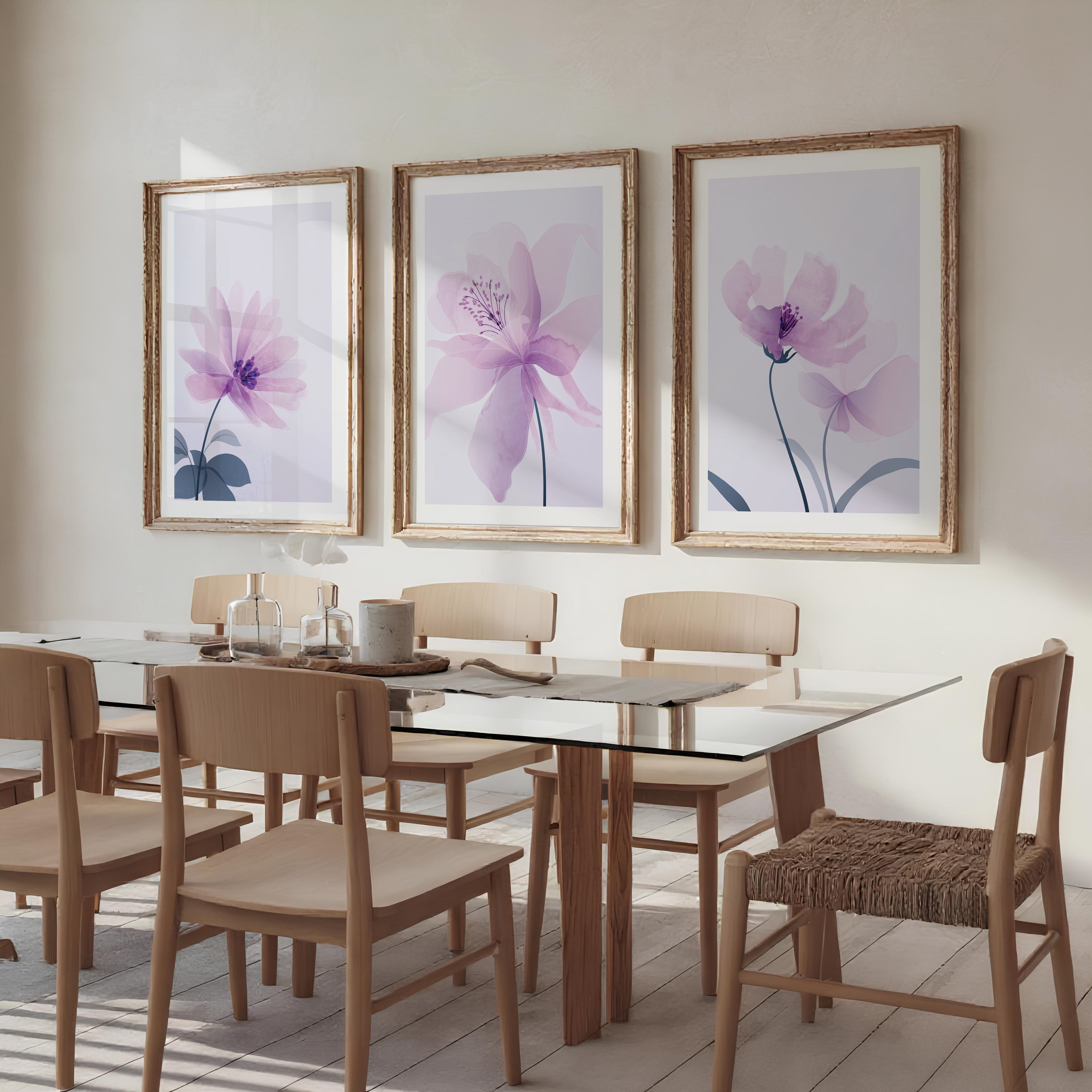 LILAC FLORAL WALL ART SET – SOFT PURPLE BOTANICAL PRINTS