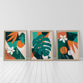 TROPICAL ABSTRACT BOTANICAL WALL ART SET – MODERN GREEN & TERRACOTTA