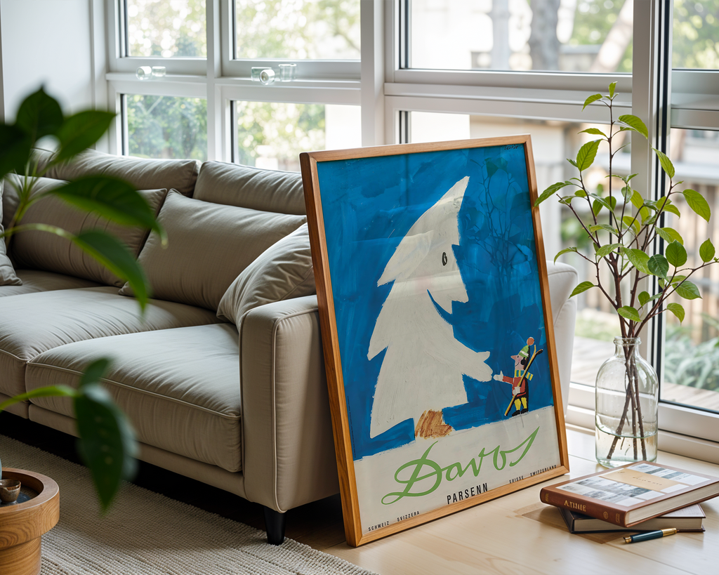 DAVOS PARSENN VINTAGE SKI POSTER – SWISS ALPS WINTER TRAVEL WALL ART