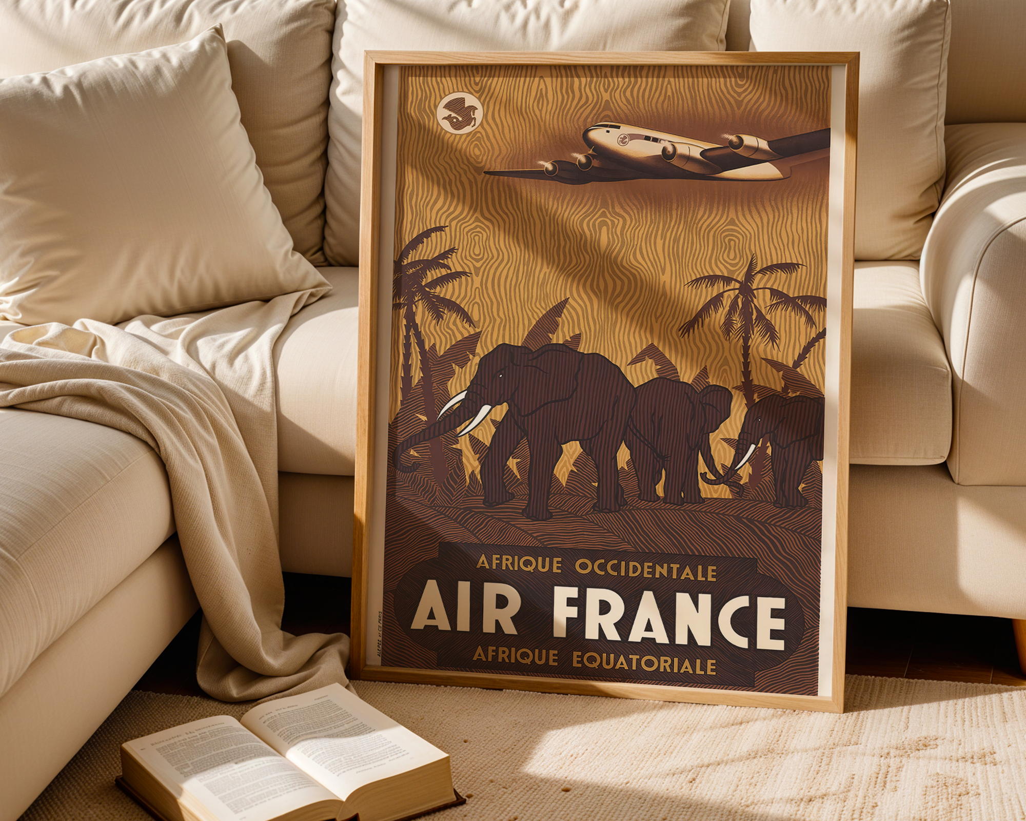 AFRICA TRAVEL POSTER – AIR FRANCE VINTAGE AIRLINE WALL ART