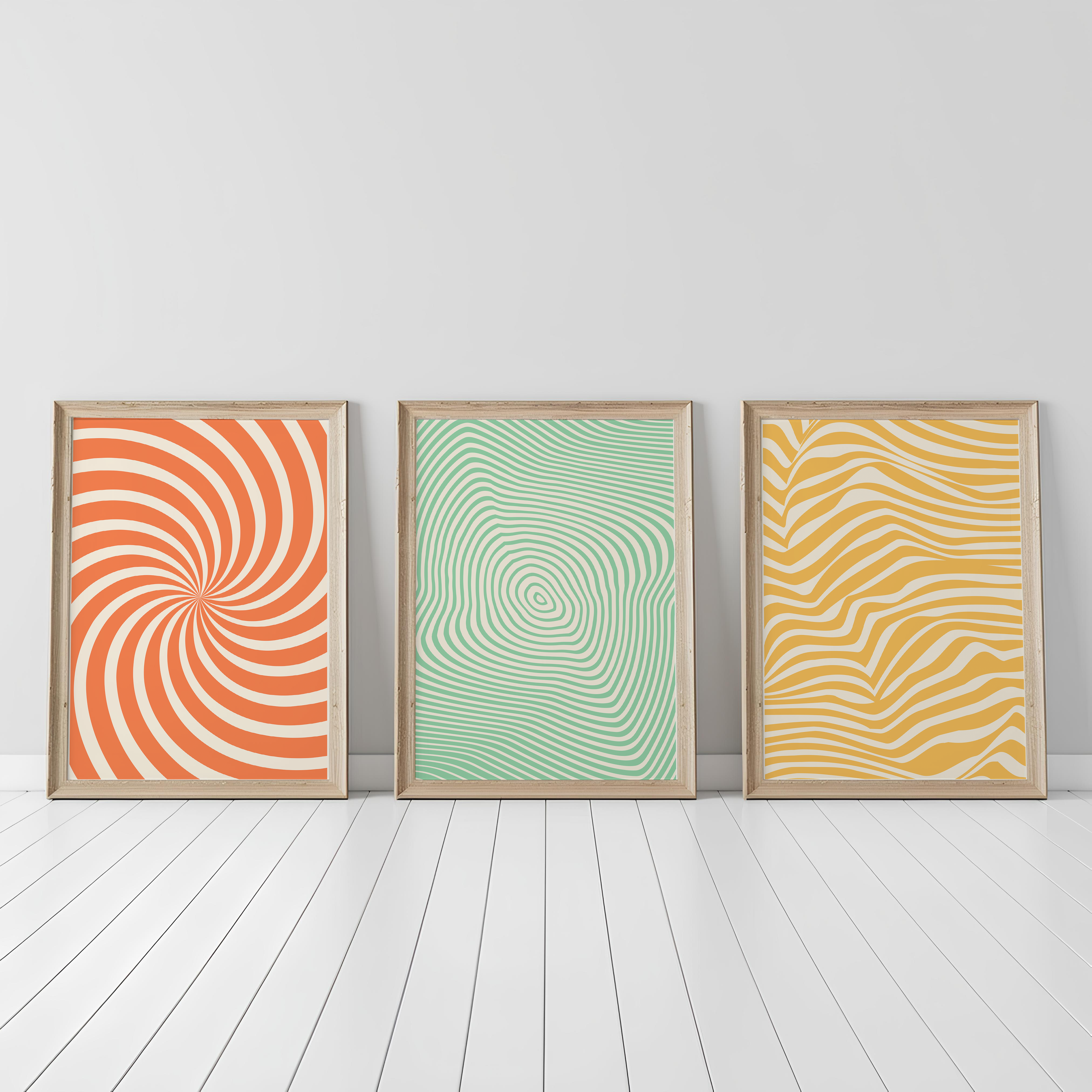RETRO OP ART ABSTRACT WALL ART SET – MID-CENTURY MODERN