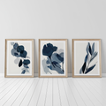 BLUE BOTANICAL ABSTRACT WALL ART SET – MODERN MINIMALIST FLORAL PRINTS