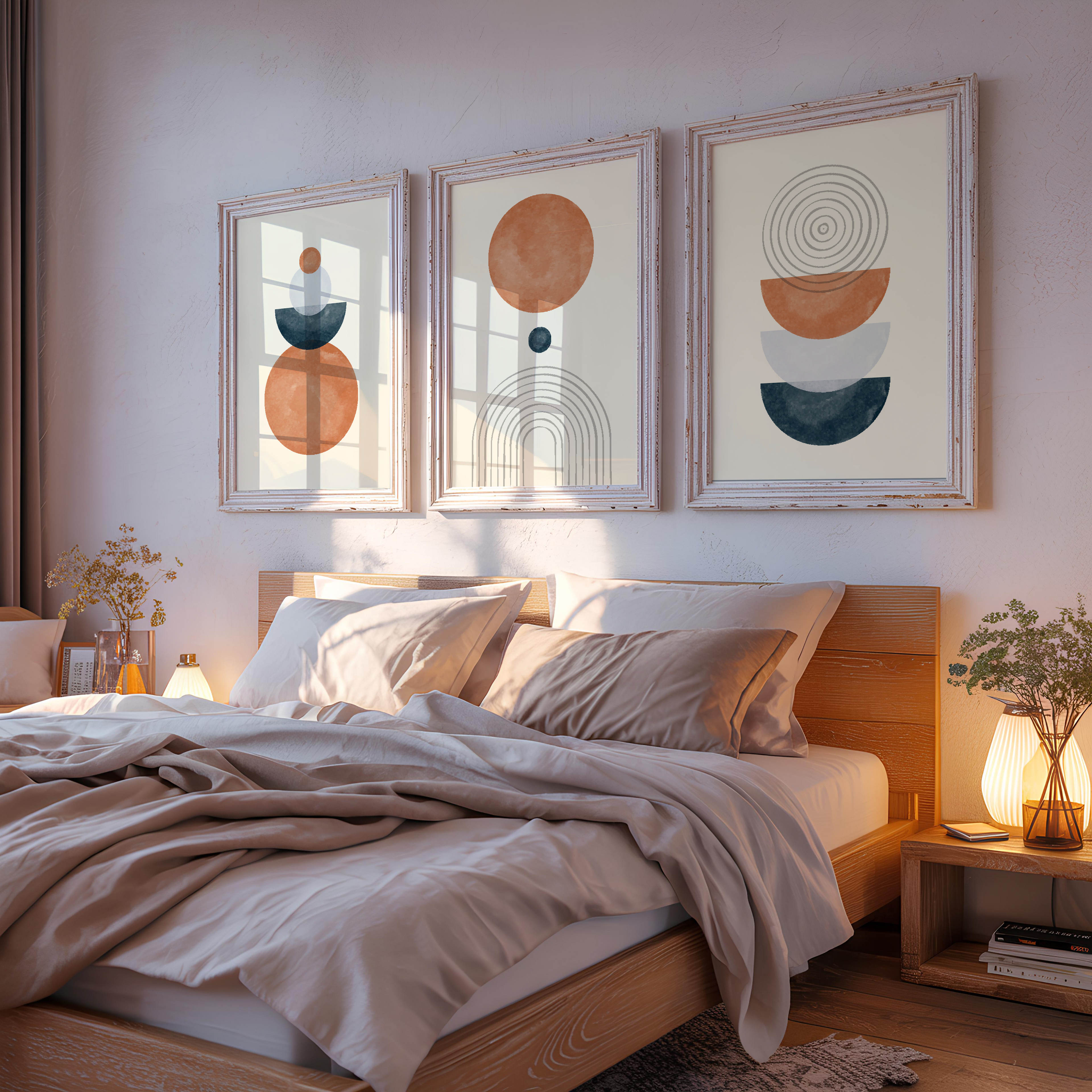 NEUTRAL BOHO GEOMETRIC WALL ART SET – TERRACOTTA