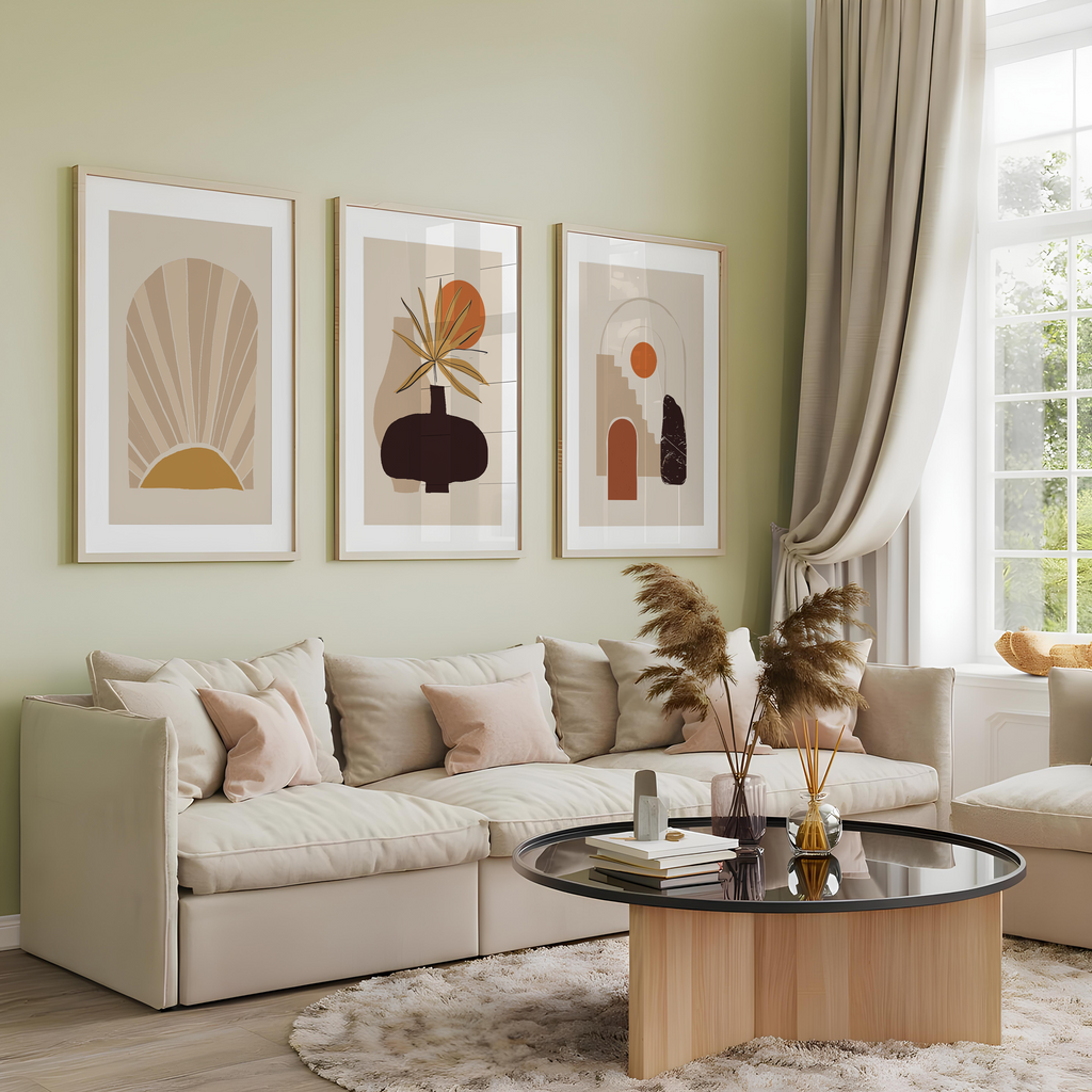 MID-CENTURY BOHO SUN & ARCH WALL ART SET – WARM NEUTRAL