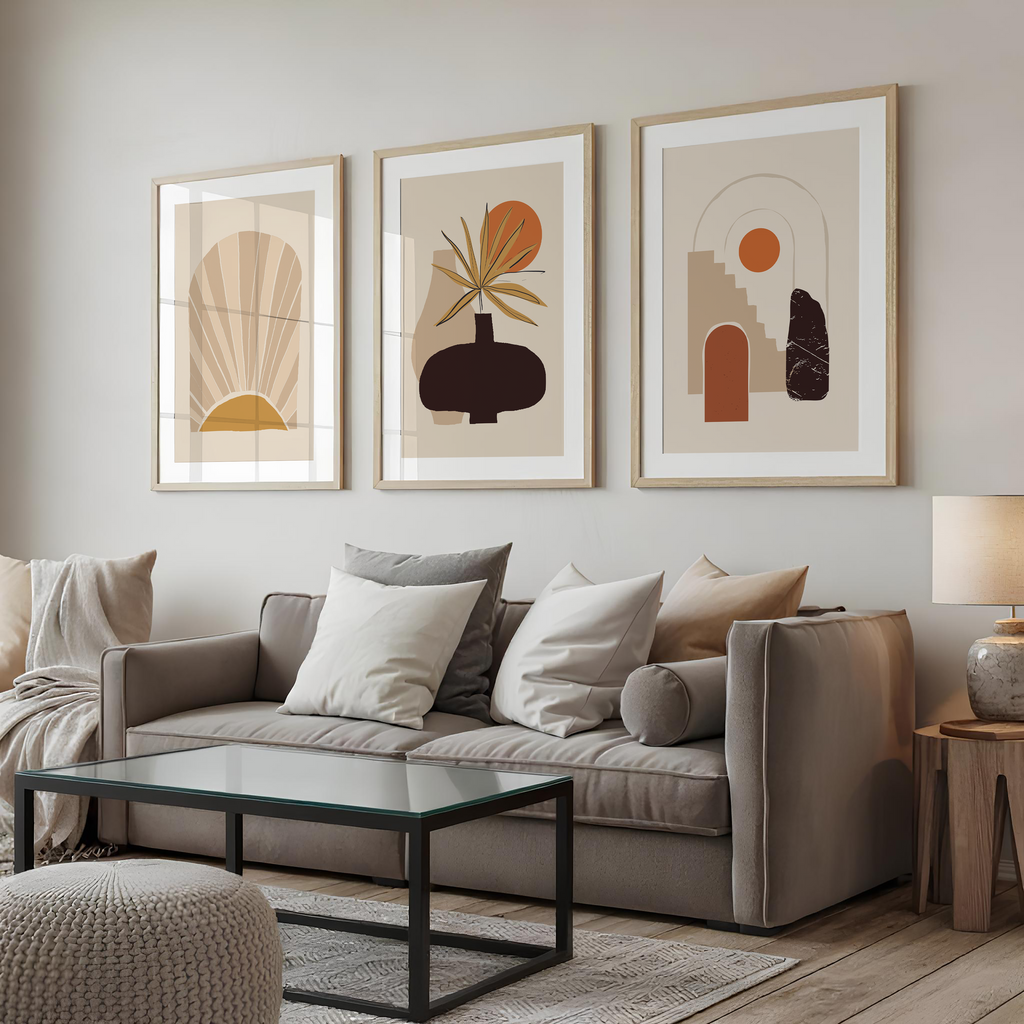 MID-CENTURY BOHO SUN & ARCH WALL ART SET – WARM NEUTRAL